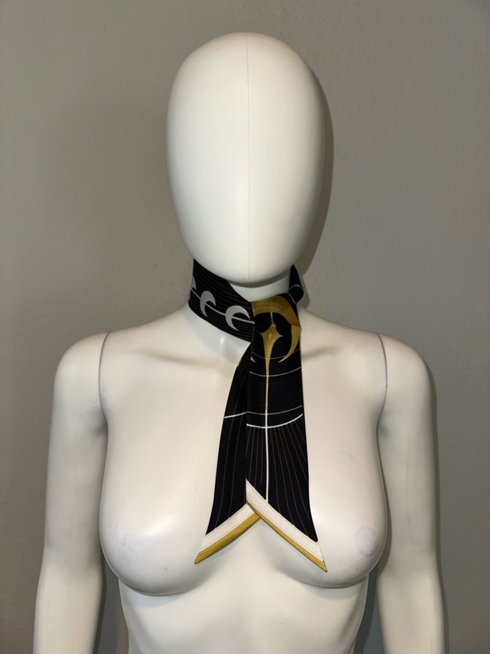 Awe Inspired Black Silk Crescent Moon Thin Boho Headband Neck Scarf Bag Wrap - Picture 3 of 9